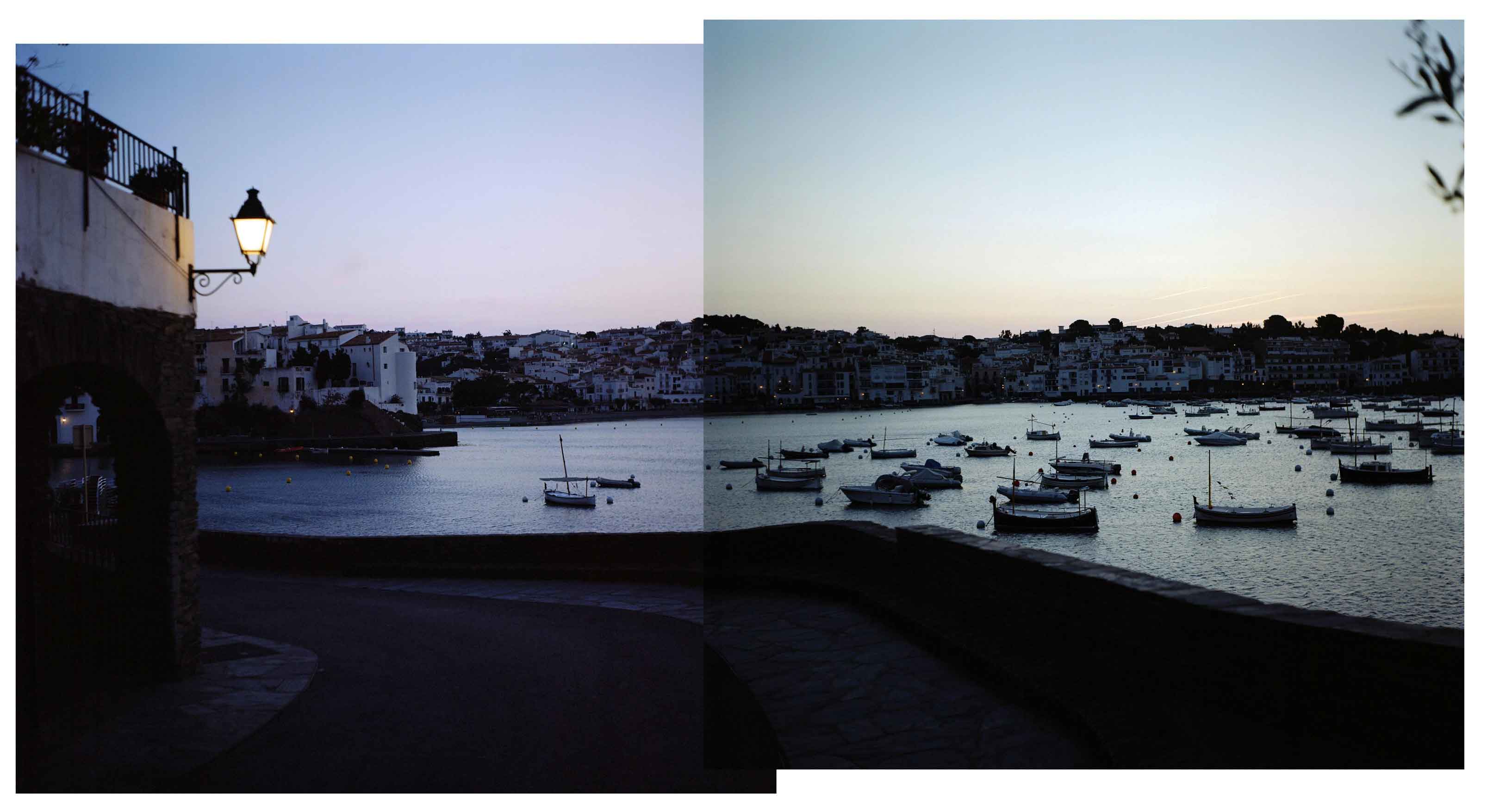 Wedding photography diptych Cadaques by night